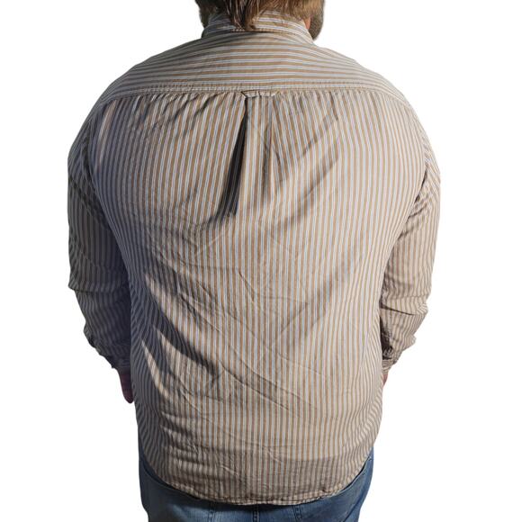 American Eagle Men's Striped Button Down Shirt Sz Medium Cotton Logo Collegiate - Picture 5 of 9